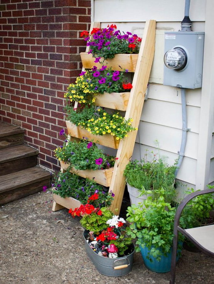 Cama de flores en forma de escalera