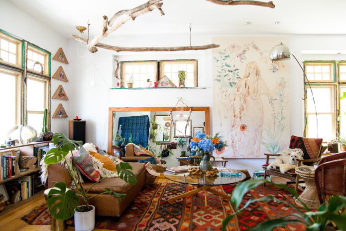 Salón estilo boho