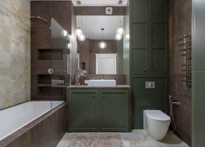 muebles de baño verde oscuro