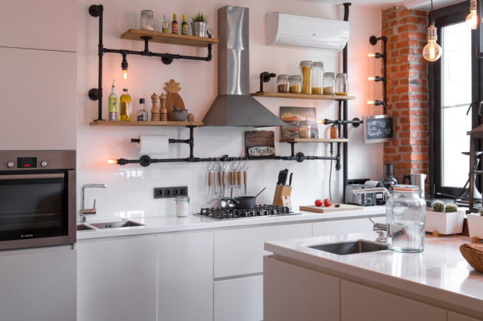 cocina estilo loft blanco