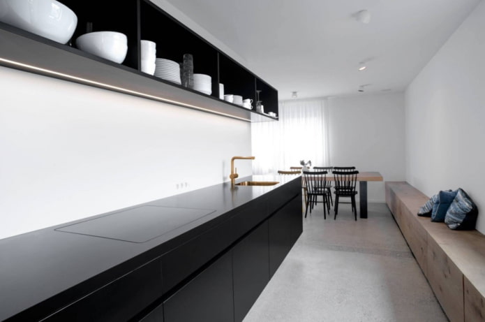 cocina moderna con oro