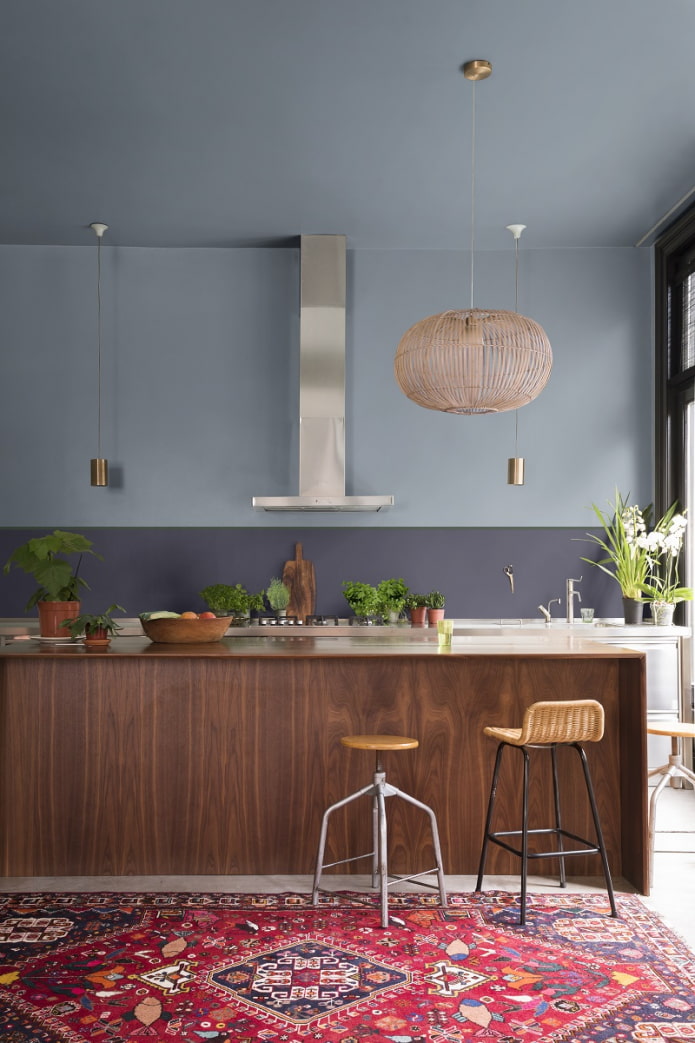 cocina con alfombra en estilo moderno