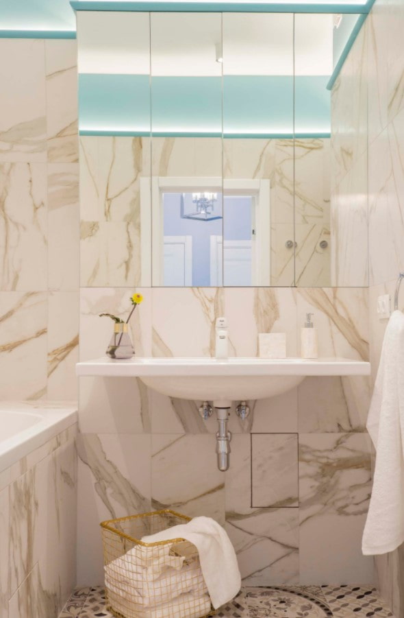 beige marble banyo