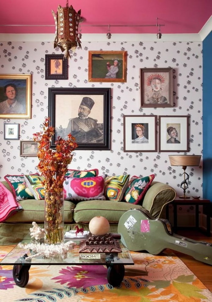 decoración de la sala de estar de estilo boho