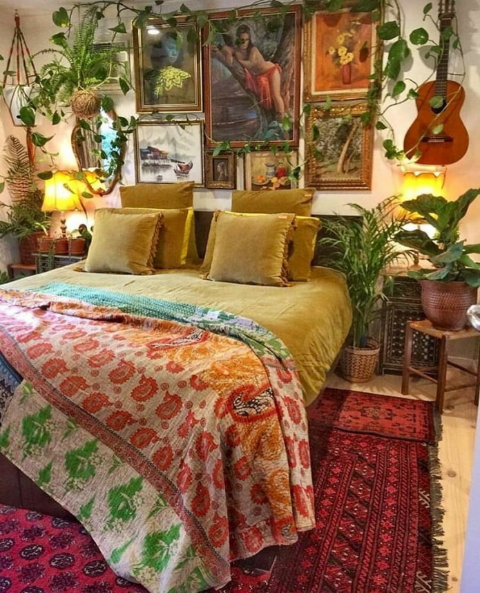 dormitorio de color boho