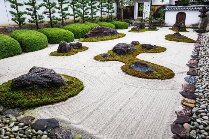 Jardín de rocas japonés en el país.