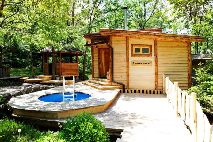 baño de campo con una fuente