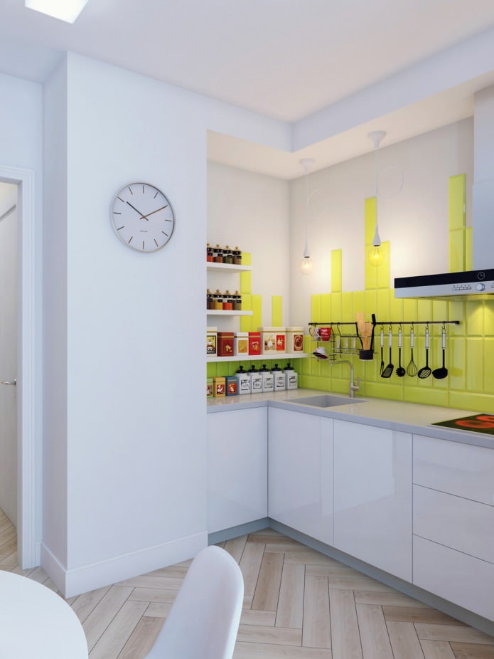 kusina sa interior design ng isang 1-room apartment na 37 sq. m