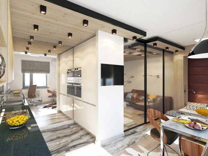 el interior de un apartamento de una habitación de 39 metros cuadrados. metro.