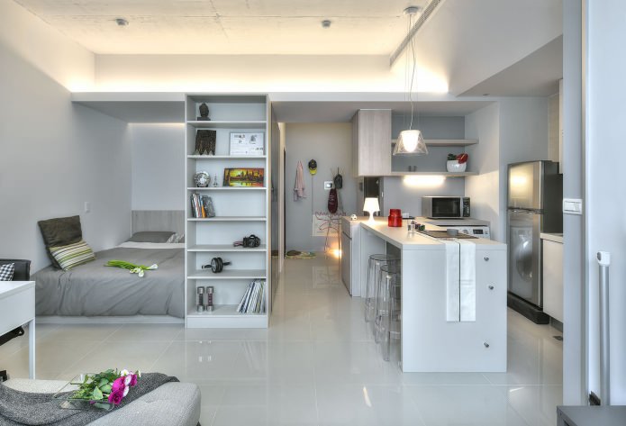 diseño interior de un apartamento tipo estudio de 32 m2. metro.