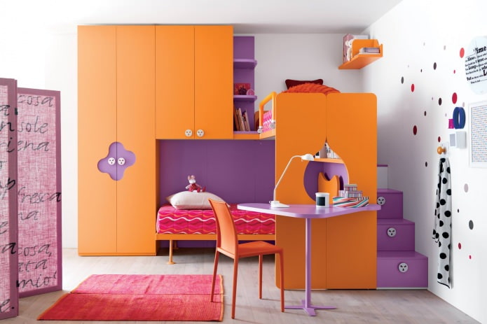 Habitación infantil naranja