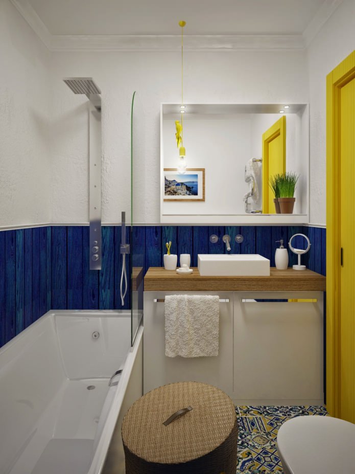 diseño de un baño combinado con un inodoro