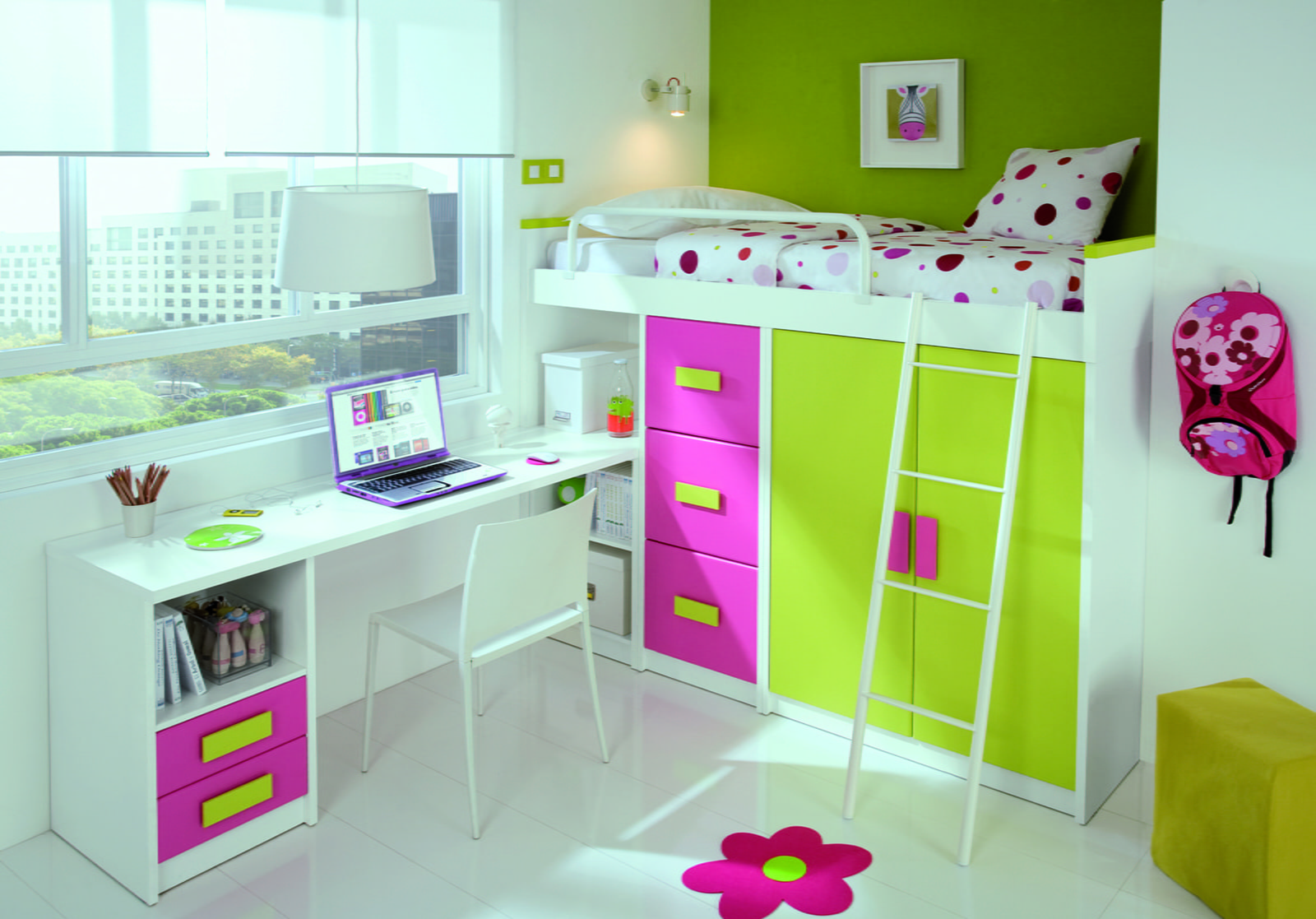 Habitación infantil en tonos verdes