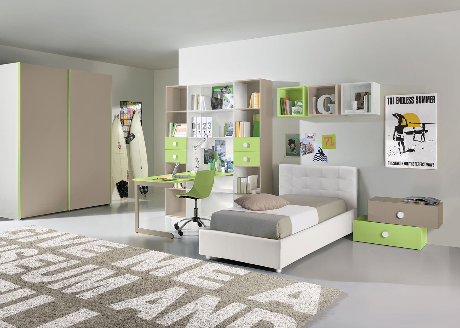 Habitación infantil en verde