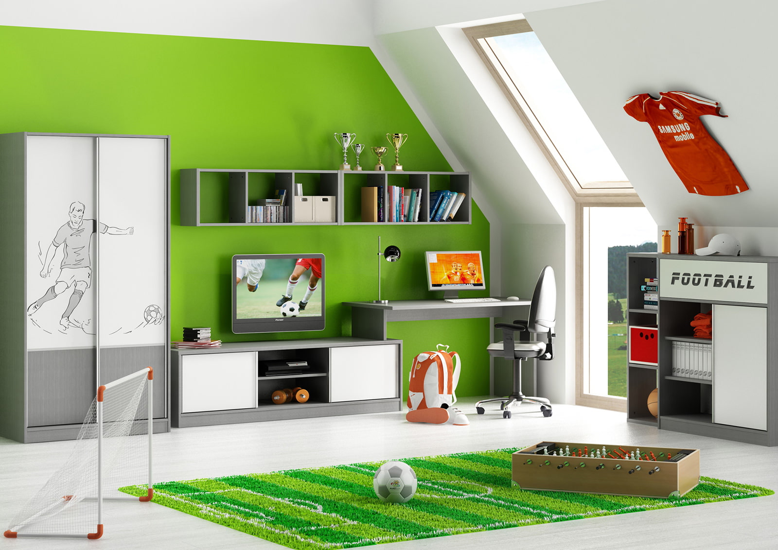 Habitación infantil en verde