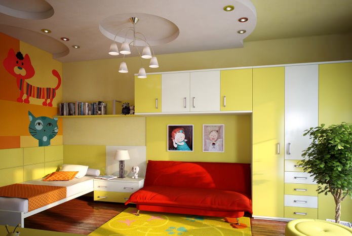 Habitación infantil en tonos amarillos