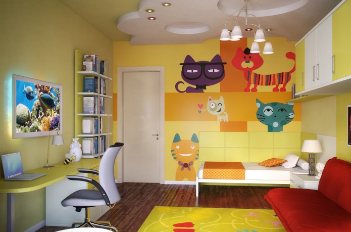 Habitación infantil en tonos amarillos