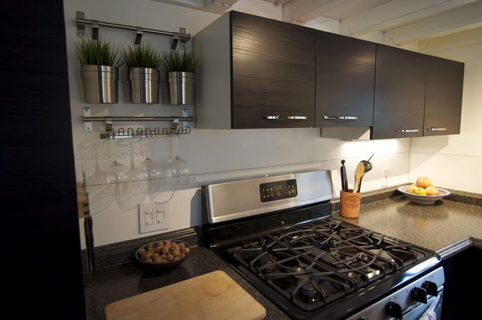 cocina en el interior de una casa móvil