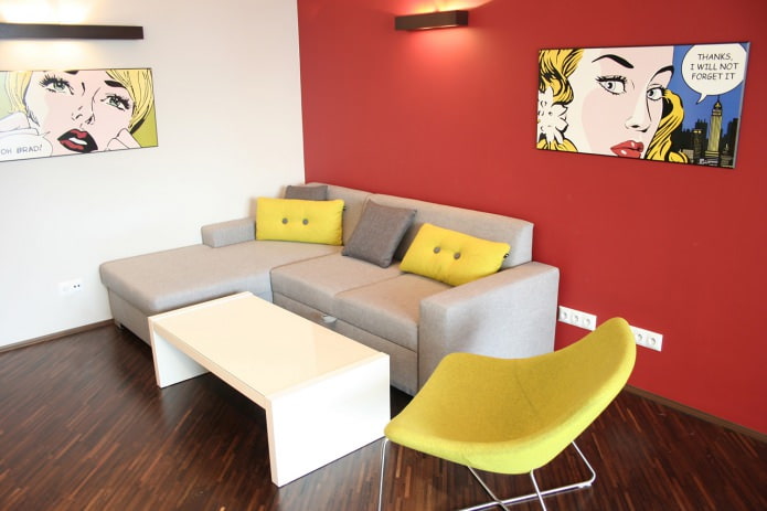 sala de estar en estilo pop art