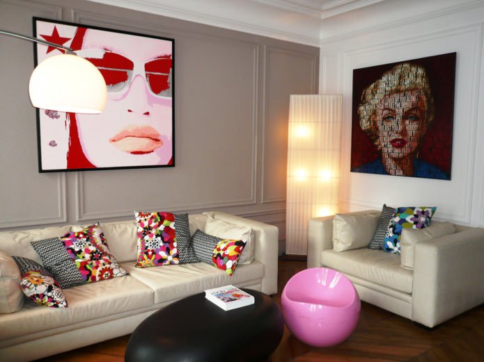 sala de estar en estilo pop art