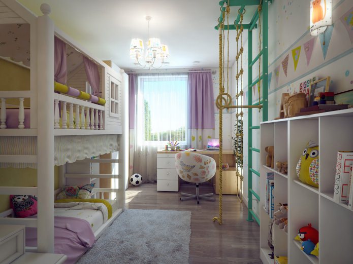 habitación de los niños en el diseño del apartamento de 80 metros cuadrados. metro.