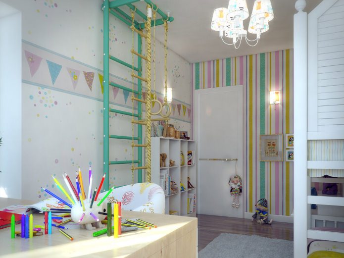 habitación de los niños en el diseño del apartamento de 80 metros cuadrados. metro.