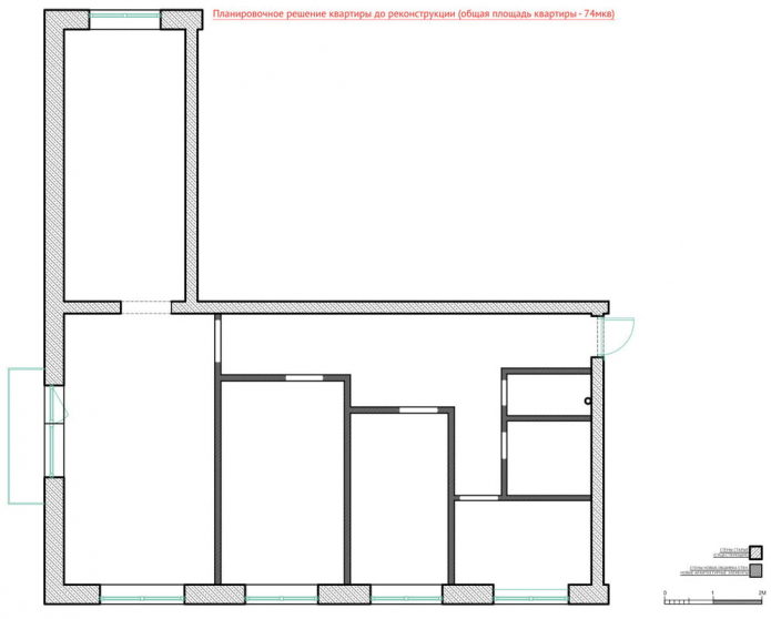 Distribución del apartamento de 4 habitaciones