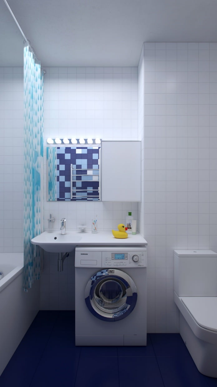 baño en el diseño de un apartamento de dos habitaciones en una casa de la serie P-44