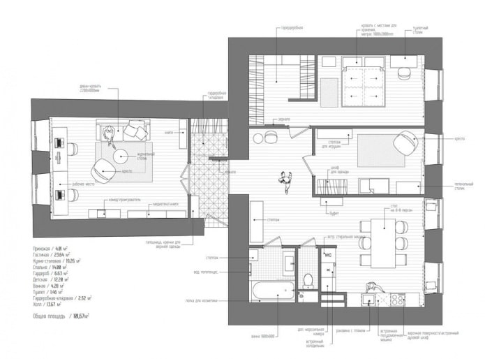 diseño de un apartamento de 3 habitaciones