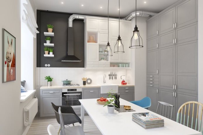 cocina en el proyecto de diseño de un apartamento de 100 metros cuadrados. metro.