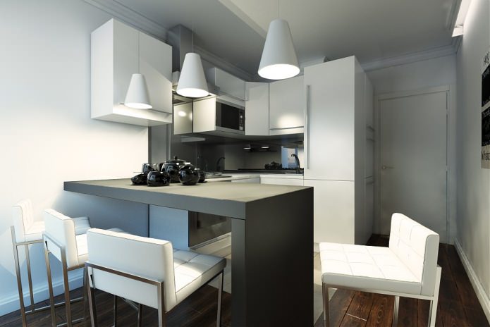 cocina en un proyecto de diseño de un apartamento de 2 habitaciones