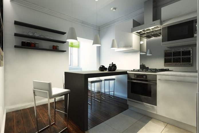 cocina en un proyecto de diseño de un apartamento de 2 habitaciones