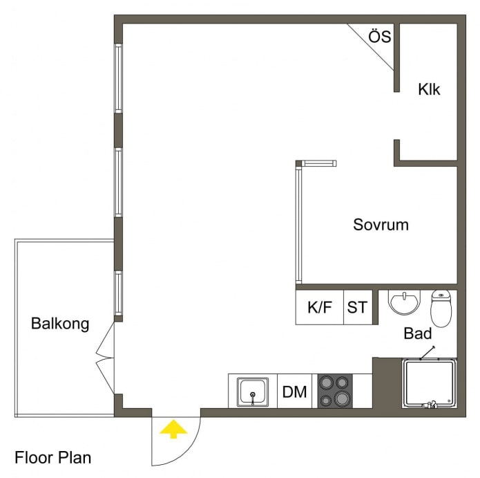 diseño de un apartamento tipo estudio de 34 metros cuadrados. metro.