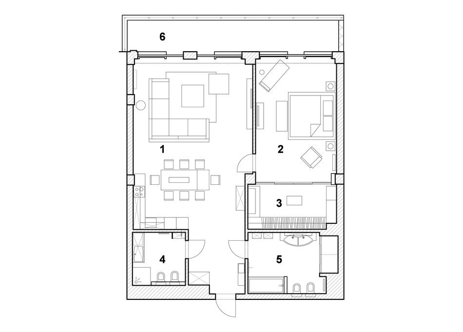 Diseño de interiores de apartamentos modernos en el estilo del minimalismo.