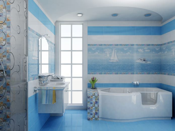 Baño en tonos azules