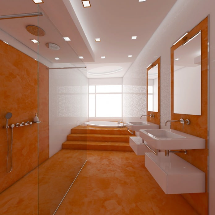 diseño de baño naranja