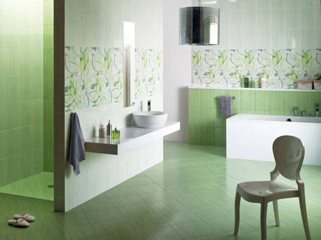 diseño de baño verde