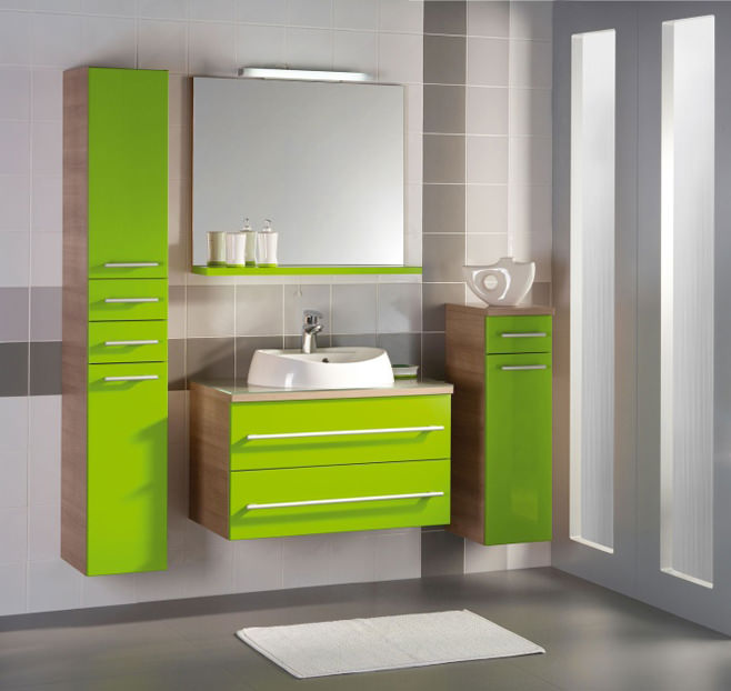 diseño de baño verde