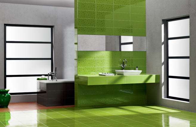 diseño de baño verde