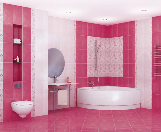 foto de baño rosa