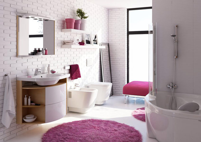 foto de baño rosa