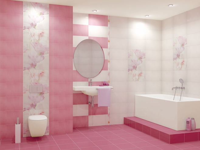 foto de baño rosa