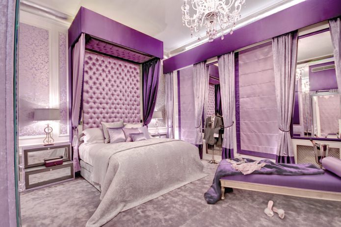 interior de dormitorio morado