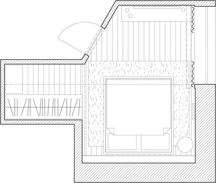 esquema de distribución del dormitorio del ático