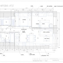 Un excelente ejemplo de cómo organizar una cocina-salón, un dormitorio, una habitación infantil y un vestidor a 44 metros-2