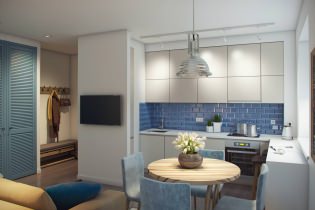 Diseño moderno de un apartamento de dos habitaciones de 52 metros para una familia con dos hijos.