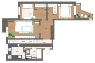 Diseño moderno de un apartamento de 3 habitaciones en una casa de la serie P-3.