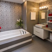 Papel pintado para el baño: pros y contras, tipos, diseño, 70 fotos en el interior-15