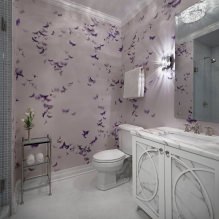 Papel pintado para el baño: pros y contras, tipos, diseño, 70 fotos en el interior-20