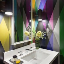 Papel pintado para el baño: pros y contras, tipos, diseño, 70 fotos en el interior-3